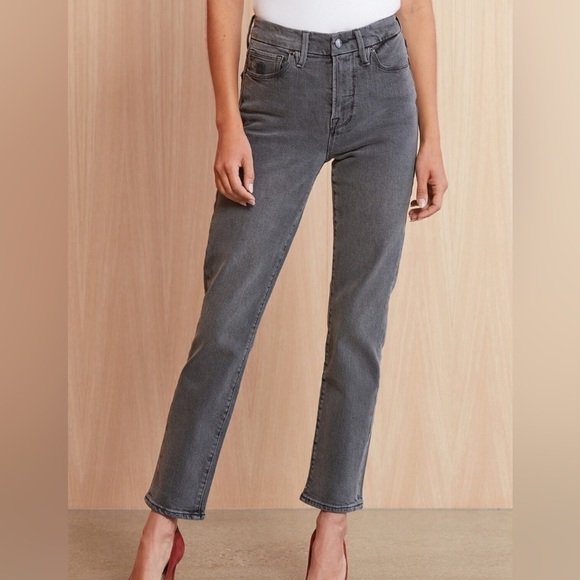 Good American Good Classic Black 114 Jeans Clean Hems Skinny Leg NIB - Picture 1 of 5